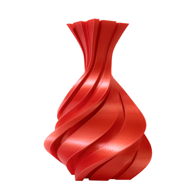 Vaso decorativo vermelho espiralado de plástico