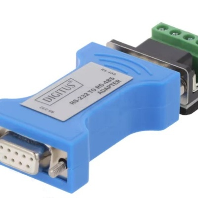 Adaptador conversor de sinal azul DIGITUS com conector DB9 fêmea e ficha verde