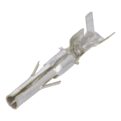 Conector metálico prateado para cabos elétricos