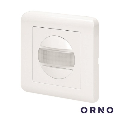 Sensor de movimento branco quadrado com janela semicircular da marca ORNO