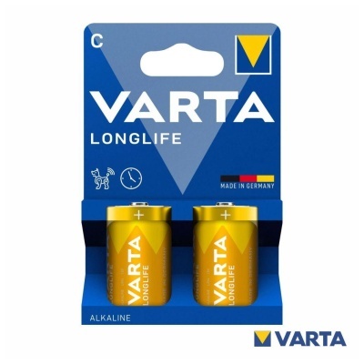 Embalagem com duas pilhas alcalinas VARTA LONGLIFE tipo C