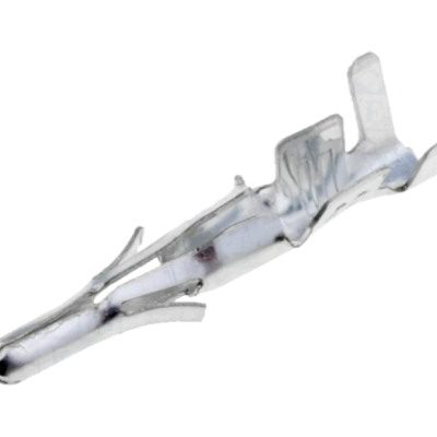 Conector metálico prateado para componentes elétricos