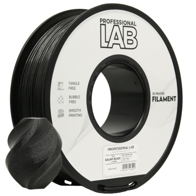 Rolo de filamento preto para impressora 3D com peça impressa preta