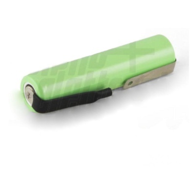 Bateria cilíndrica recarregável verde com terminal metálico