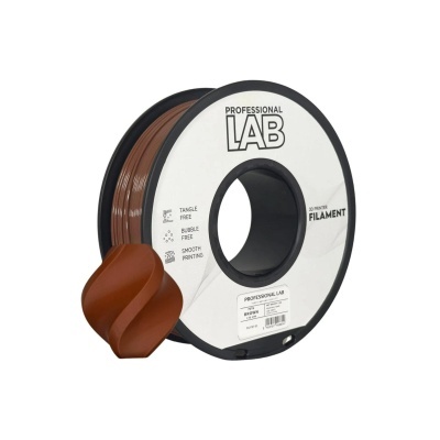 Filamento castanho para impressora 3D da PROFESSIONAL LAB em carretel preto e branco