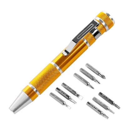 Conjunto de chave de fendas dourada com 10 pontas