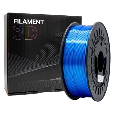 Rolo de filamento 3D azul com embalagem preta e texto FILAMENT 3D