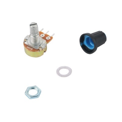 Conjunto de potenciômetro com botão e acessórios
