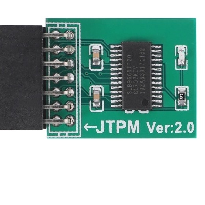 Placa eletrónica verde com conector preto e texto JTPM Ver:2.0