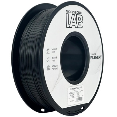 Carretel preto de filamento para impressora 3D com etiqueta branca
