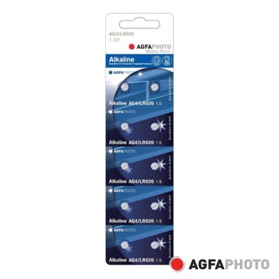 Pack de cinco pilhas alcalinas AGFAPHOTO, azul e branco, 1,5V, AG4/LR626