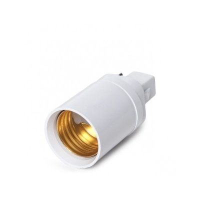 Adaptador de lâmpada branco com interior metálico dourado