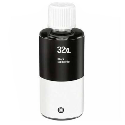 Frasco de tinta preta para impressora 32XL com tampa branca