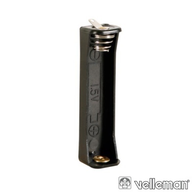 Suporte para bateria AA preto com mola e contacto metálico