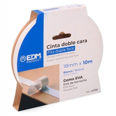 Embalagem de fita dupla face EDM branca 18mm x 10m