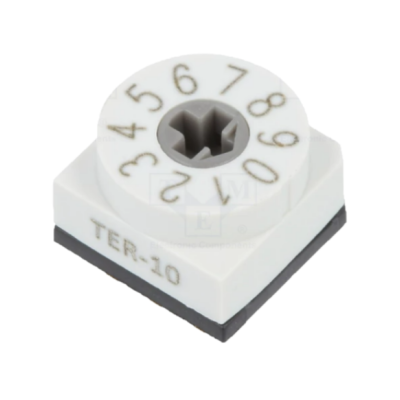 Instrumento branco quadrado com disco rotativo numerado e texto TER-10
