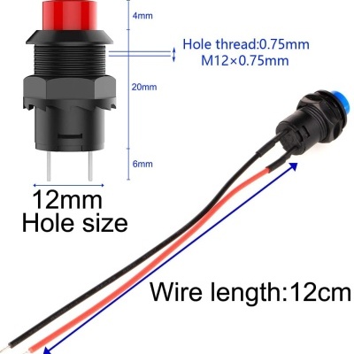 Botão electromecânico com fio e medidas indicadas