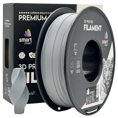 Filamento cinzento para impressora 3D da marca smart PRINT com embalagem preta