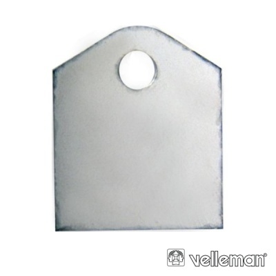 Peça metálica prateada com orifício circular no topo