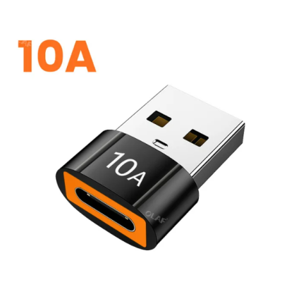 Adaptador USB tipo A preto e laranja com entrada USB-C