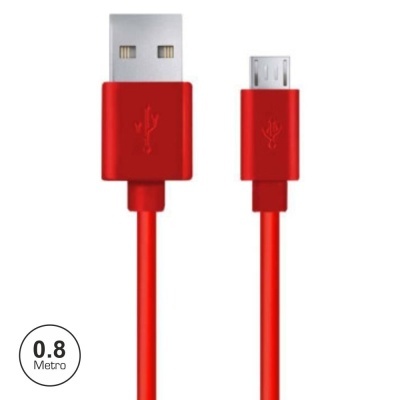 Cabo USB vermelho com conectores USB A e micro USB