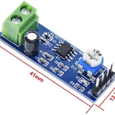 Módulo eletrônico azul com componentes e conectores