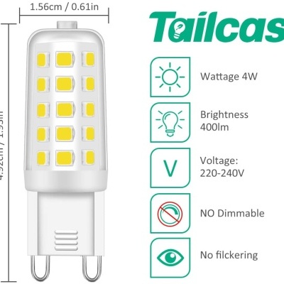 Lâmpada LED Tailcas branca 4W 400lm 220-240V não dimmerizável