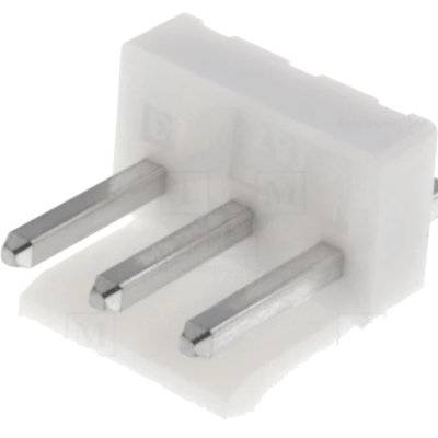 Conector elétrico de três pinos branco e prateado