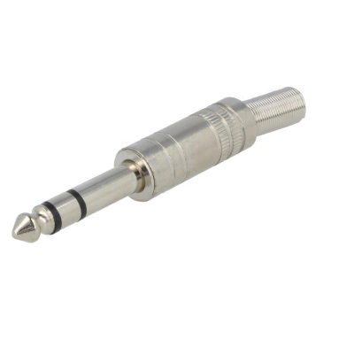 Conector jack 6,35 mm metálico prateado
