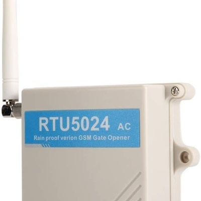 Dispositivo RTU5024 AC para abertura de portões GSM, caixa branca com antena