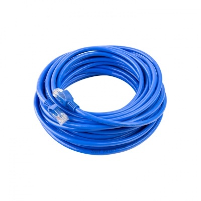 Cabo de rede Ethernet azul com conectores RJ45