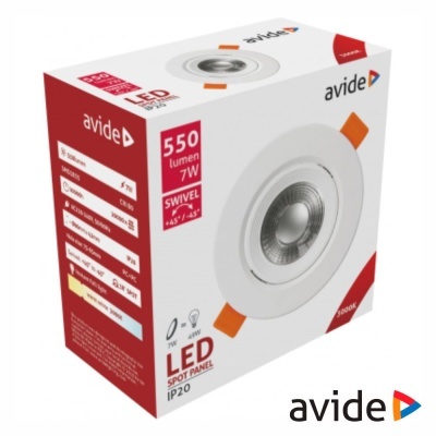 Embalagem de painel LED embutido branco avide com especificações técnicas