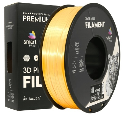 Filamento amarelo para impressora 3D com embalagem preta smart PRINT e imagem de tigre