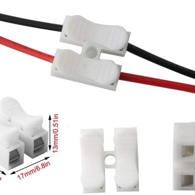 Conectores elétricos brancos de plástico para fios com dimensões indicadas