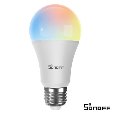 Lâmpada LED inteligente Sonoff com bulbo colorido e base branca