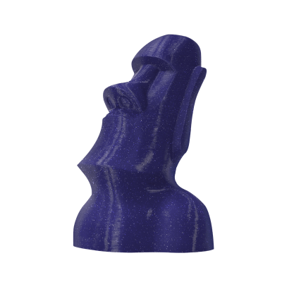Escultura abstrata de busto azul escuro com textura brilhante