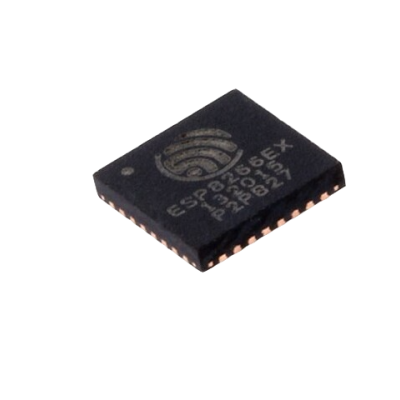 Microchip preto ESP8266EX com texto visível