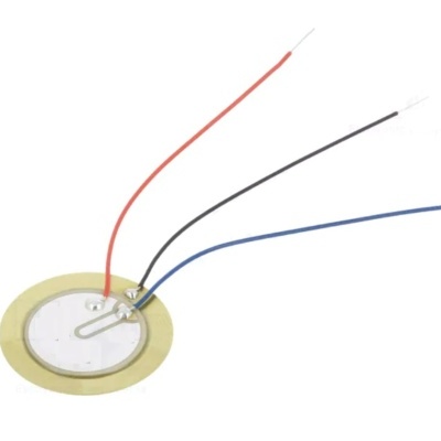 Dispositivo redondo com fios conectado, componente eletrónico piezoelétrico