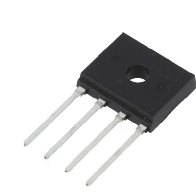 Componente eletrónico preto com cinco terminais metálicos