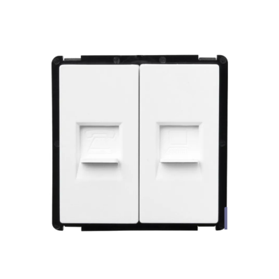 Interruptor duplo branco com enquadramento preto