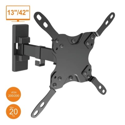 Suporte de parede preto articulado para TV 13-42 polegadas