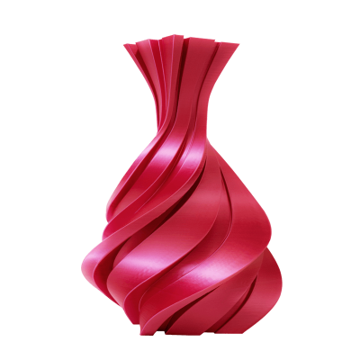 Vaso vermelho espiralado e brilhante