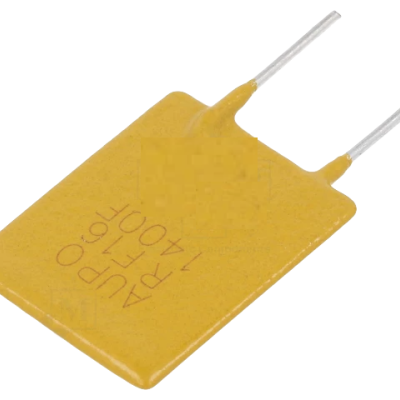 Termistância de aquecimento plana retangular amarela com fios e texto