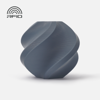 Vaso cinzento com textura estriada em fundo branco e texto RFID