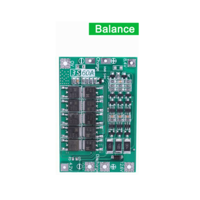 Placa eletrónica verde com componentes e texto Balance e 3S 60A