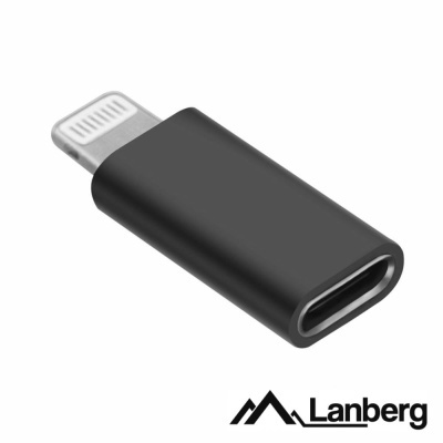 Adaptador preto Lanberg Lightning para USB-C