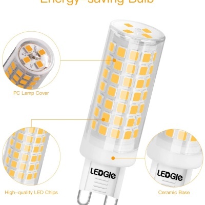 Lâmpada LED economizadora de energia com base cerâmica e chips LED visíveis.