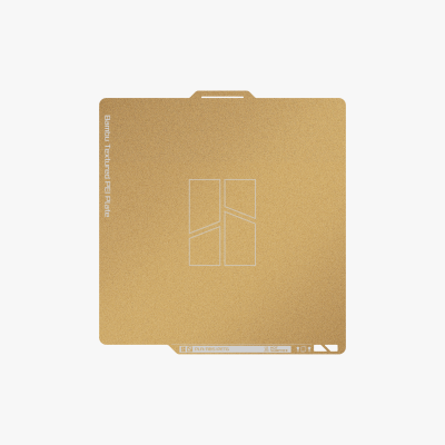 Placa de impressão 3D bege texturada com texto informativo em branco