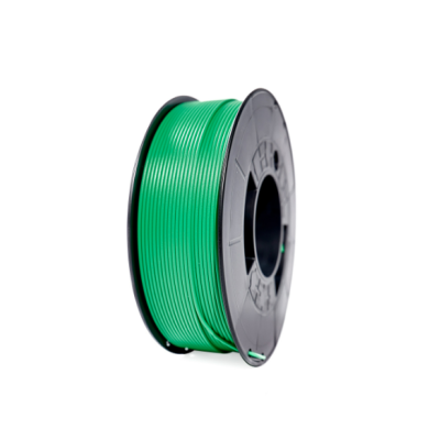 Bobina de filamento verde para impressora 3D em carretel preto