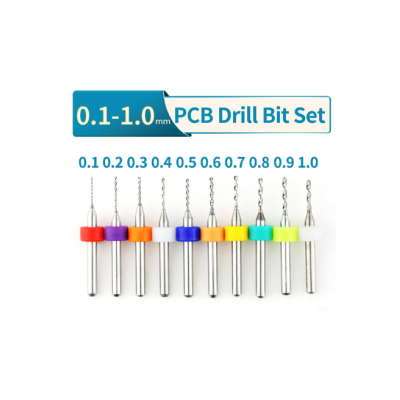 Conjunto de brocas PCB entre 0.1 e 1.0 mm com cabeças coloridas